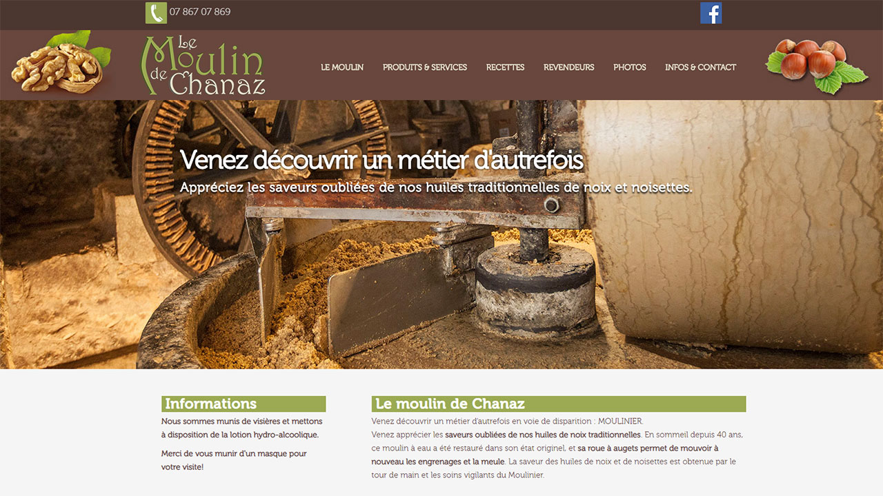 Création site internet Moulinier à Chanaz, Le Moulin De Chanaz