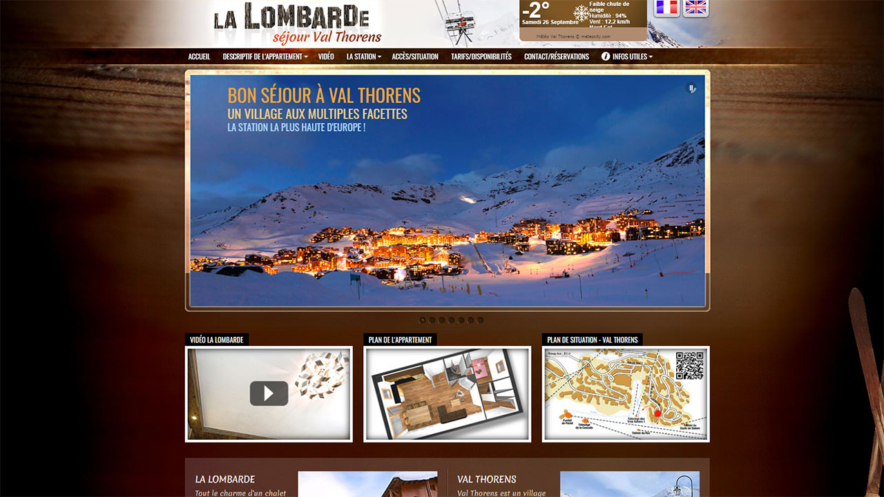Creation site internet de location de chalet à Val Thorens, La Lombarde